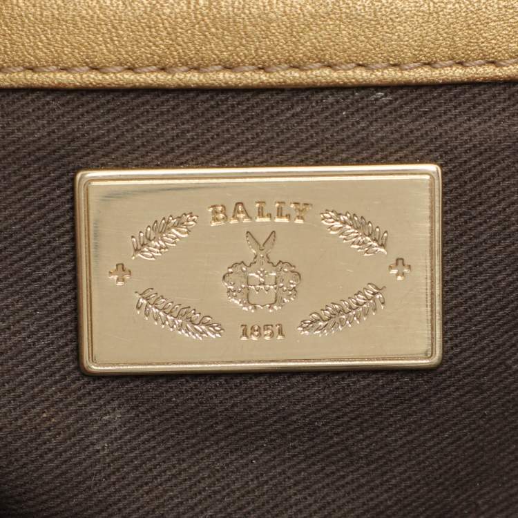 Pre Owned Bally Metallic Olive Leather Satchel
