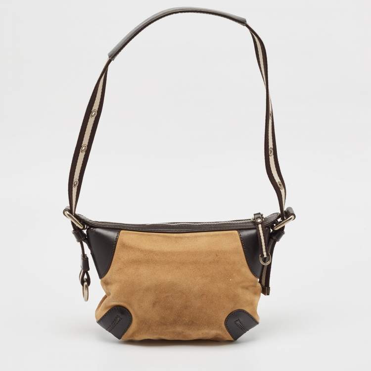 Pre Owned Bally Dark Brown/Tan Suede and Leather Shoulder Bag