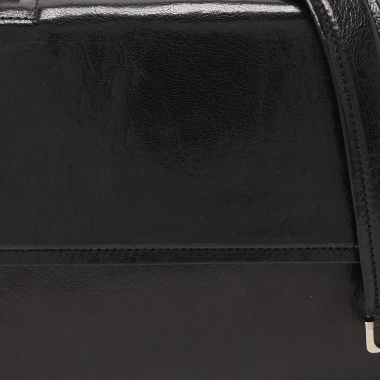 Pre Owned Bally Black Patent Leather Chain Shoulder Bag