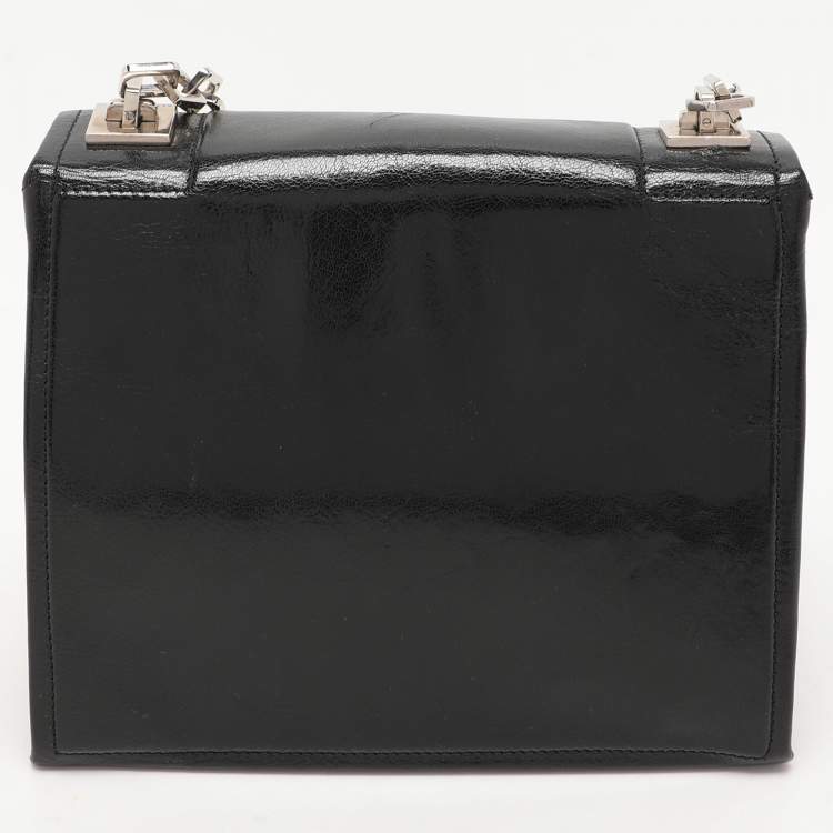 Pre Owned Bally Black Patent Leather Chain Shoulder Bag