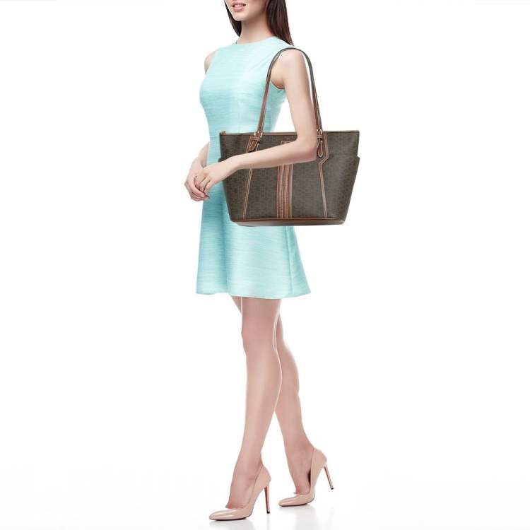 Pre Owned Bally Brown Printed Coated Canvas and Leather Damirah Tote