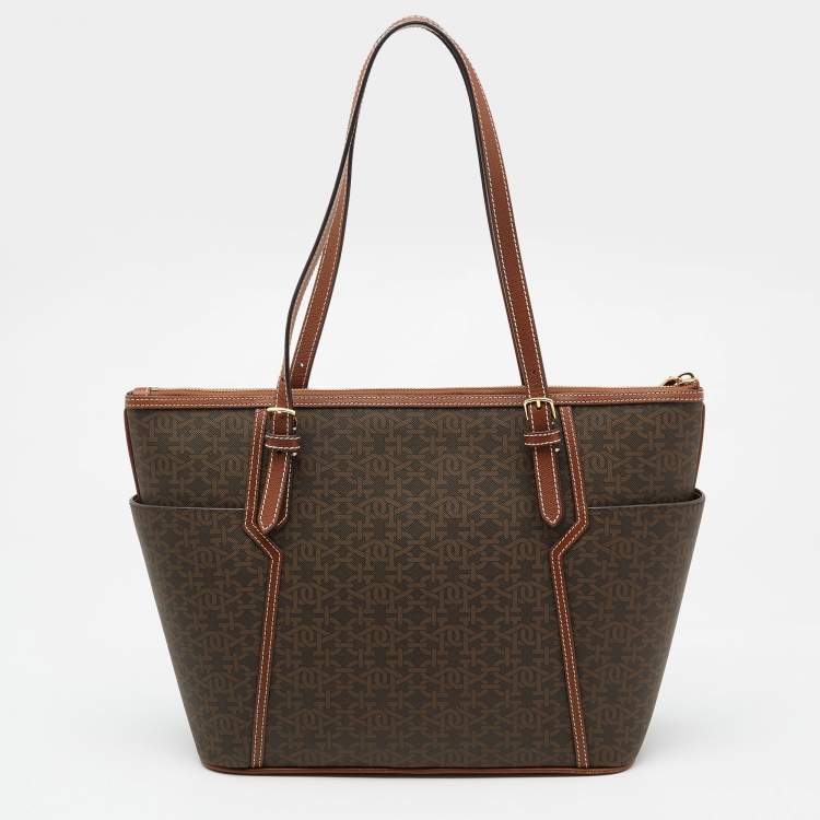 Pre Owned Bally Brown Printed Coated Canvas and Leather Damirah Tote