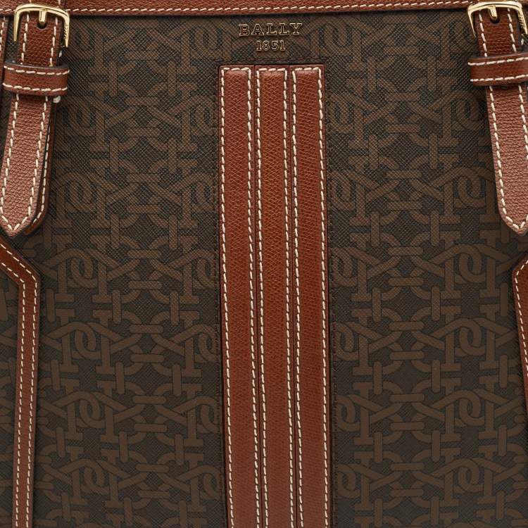 Pre Owned Bally Brown Printed Coated Canvas and Leather Damirah Tote