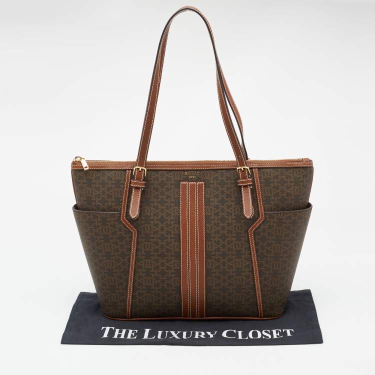 Pre Owned Bally Brown Printed Coated Canvas and Leather Damirah Tote