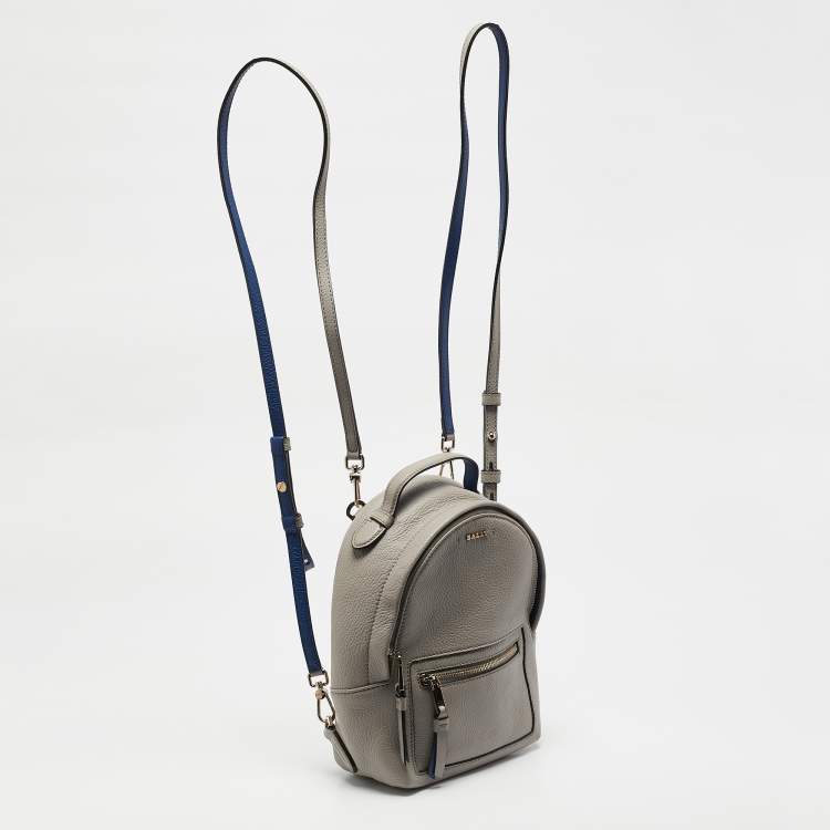 Pre Owned Bally Grey Leather Mini Backpack
