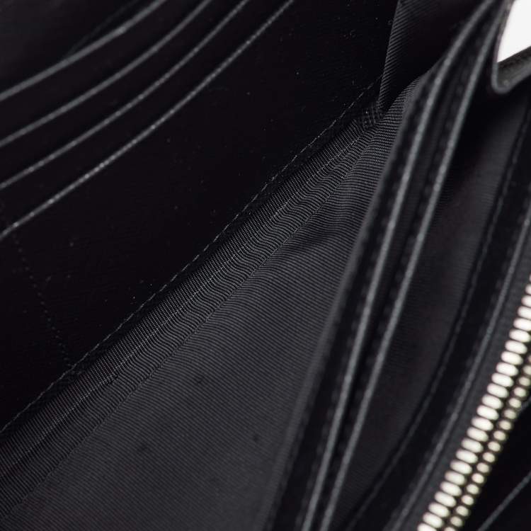 Pre Owned Bally Black Saffiano Leather Salen Zip Around Wallet