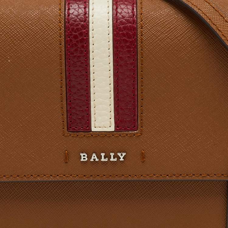 Pre Owned Bally Brown Saffiano Leather Stafford Flap Crossbody Bag