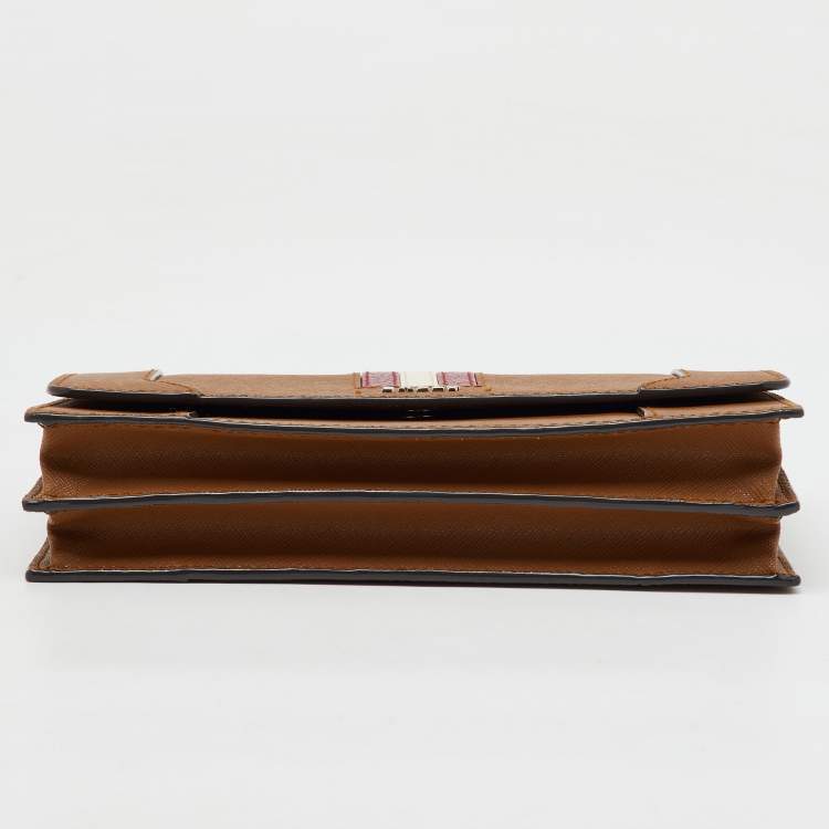 Pre Owned Bally Brown Saffiano Leather Stafford Flap Crossbody Bag
