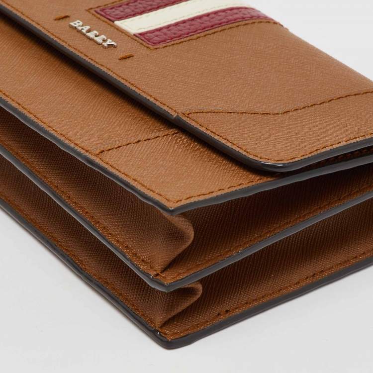 Pre Owned Bally Brown Saffiano Leather Stafford Flap Crossbody Bag