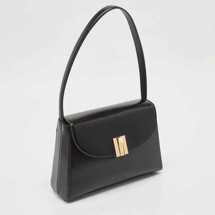 Pre Owned Bally Black Brushed Leather Small Ollam Shoulder Bag