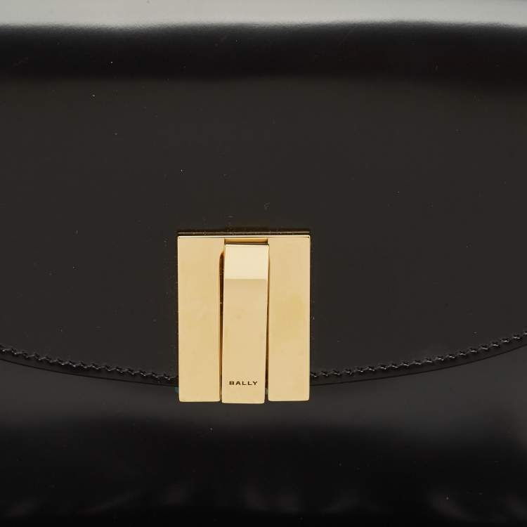 Pre Owned Bally Black Brushed Leather Small Ollam Shoulder Bag
