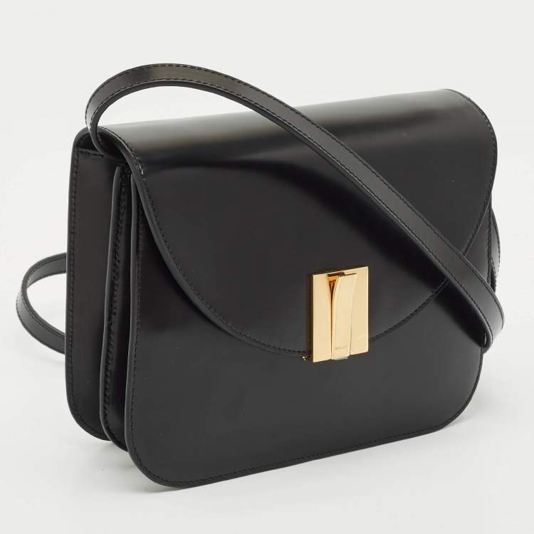 Pre Owned Bally Black Leather Ollam Flap Crossbody Bag