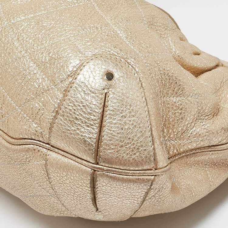 Pre Owned Bally Gold Quilted Leather Meg T Shoulder Bag