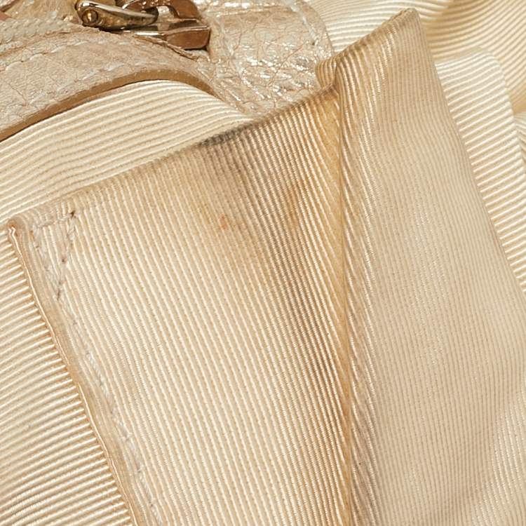 Pre Owned Bally Gold Quilted Leather Meg T Shoulder Bag