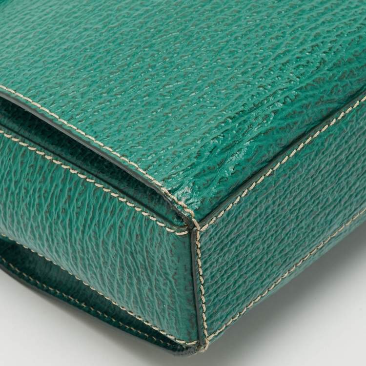 Pre Owned Bally Green Grained Leather Flap Crossbody Bag