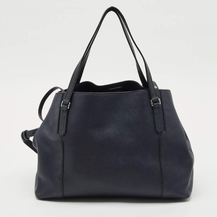Pre Owned Bally Navy Blue Leather Medium Seraphine Tote