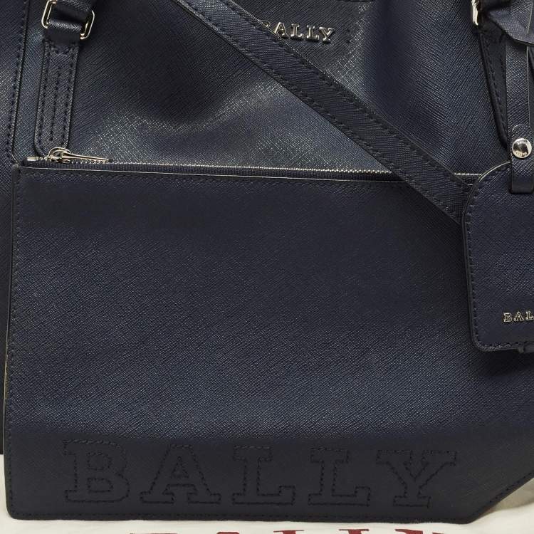 Pre Owned Bally Navy Blue Leather Medium Seraphine Tote