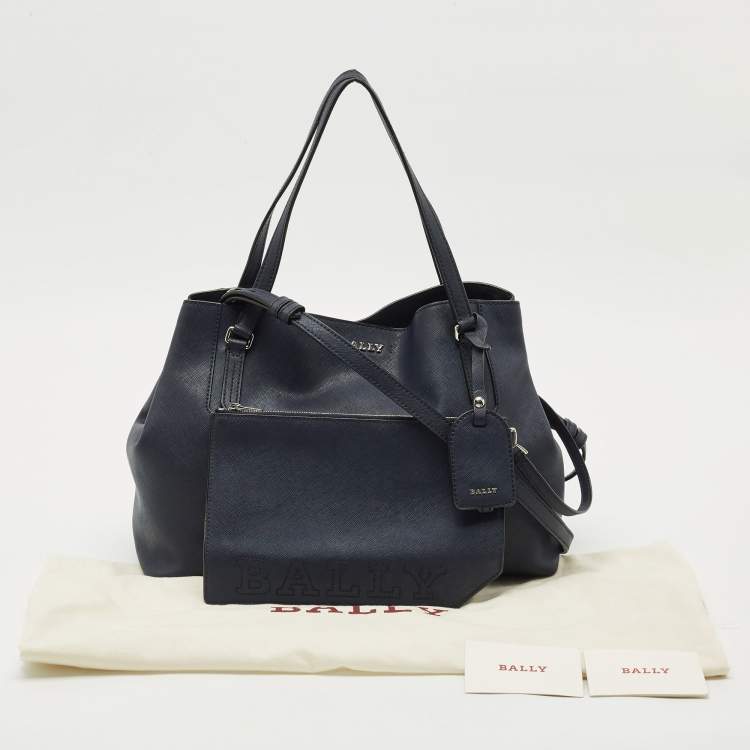 Pre Owned Bally Navy Blue Leather Medium Seraphine Tote
