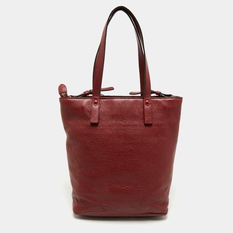 Pre Owned Bally Red Leather Tracie Vertical Tote