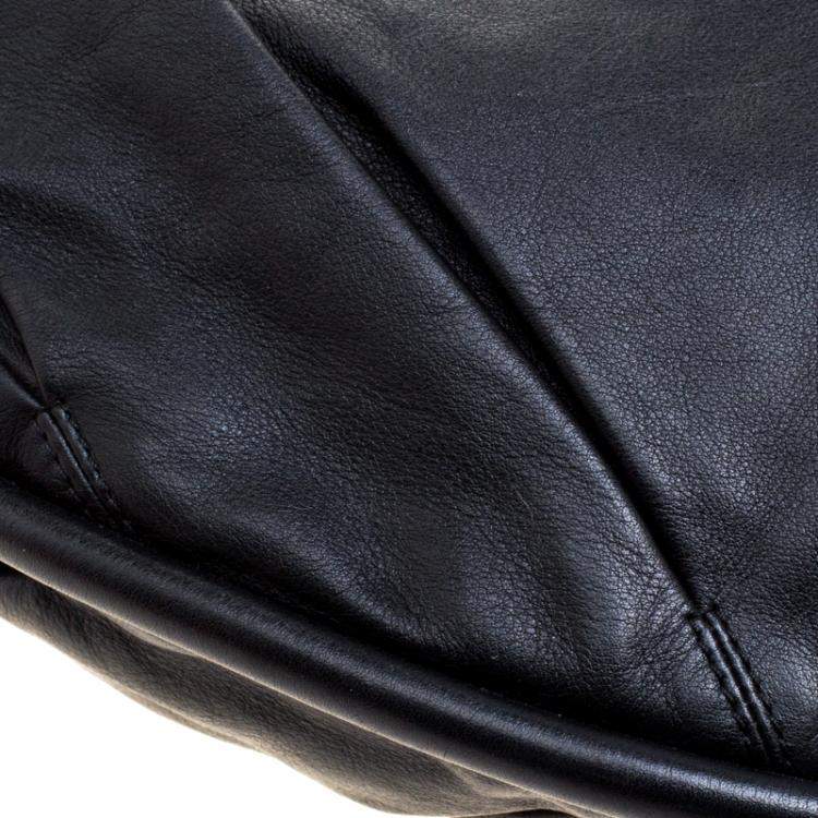 Pre Owned Bally Black Pleated Leather Multi Zip Hobo