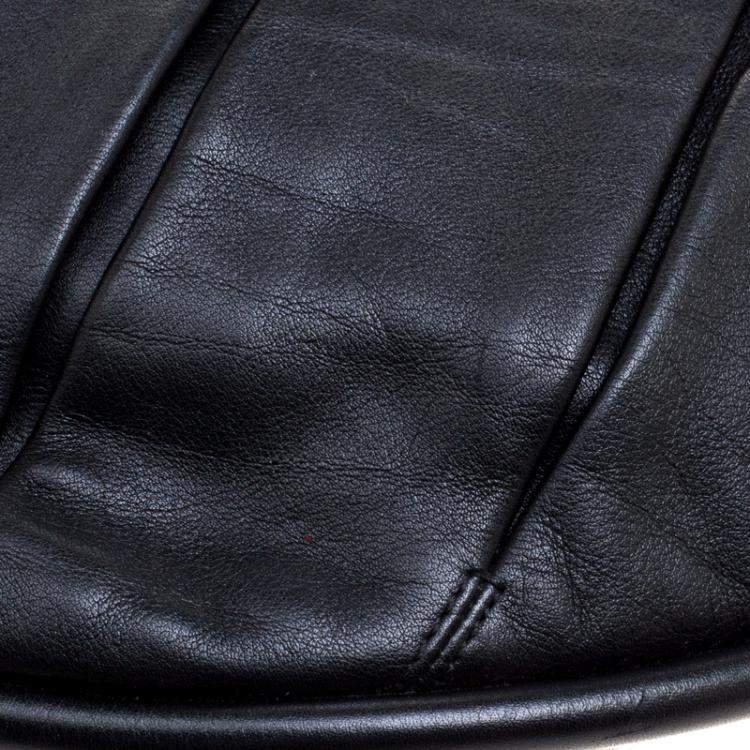 Pre Owned Bally Black Pleated Leather Multi Zip Hobo