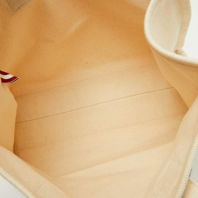 Pre Owned Bally Off Beige Canvas Crystalia Shopping Tote