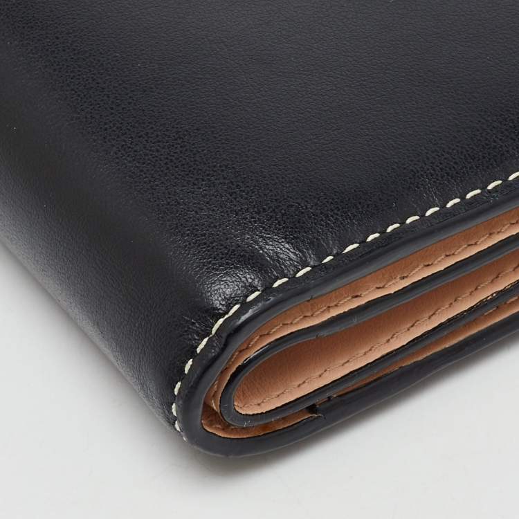 Pre Owned Bally Black Leather Amy  Zip Around French Wallet 