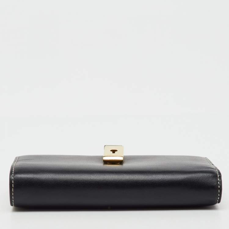 Pre Owned Bally Black Leather Amy  Zip Around French Wallet 