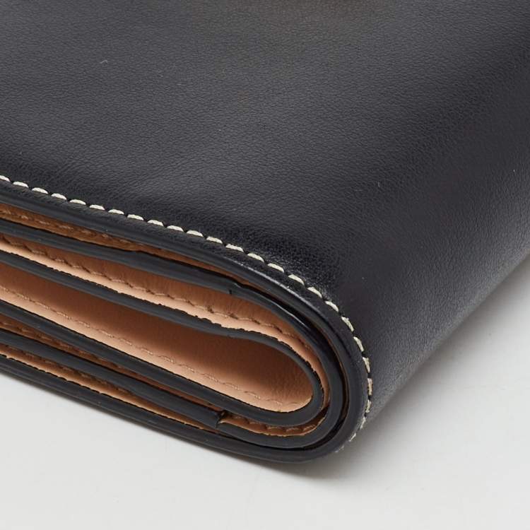 Pre Owned Bally Black Leather Amy  Zip Around French Wallet 