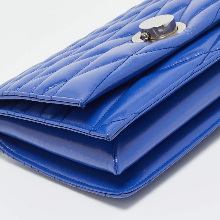 Pre Owned Bally Blue Quilted Leather Eclipse Chain Shoulder Bag