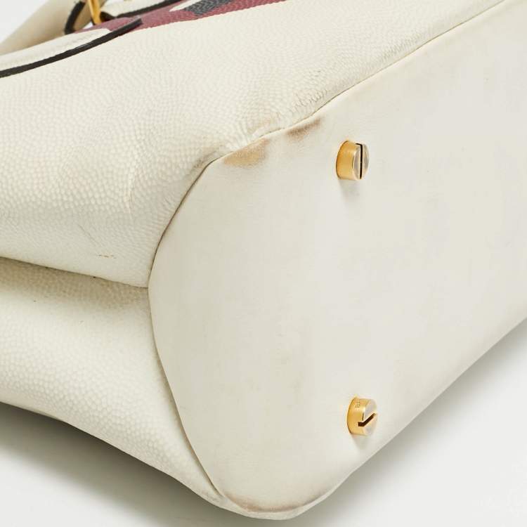 Pre Owned Bally White Leather Berekely Lip Print Bag