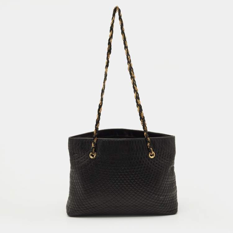 Pre Owned Bally Black Quilted Leather Chain Tote