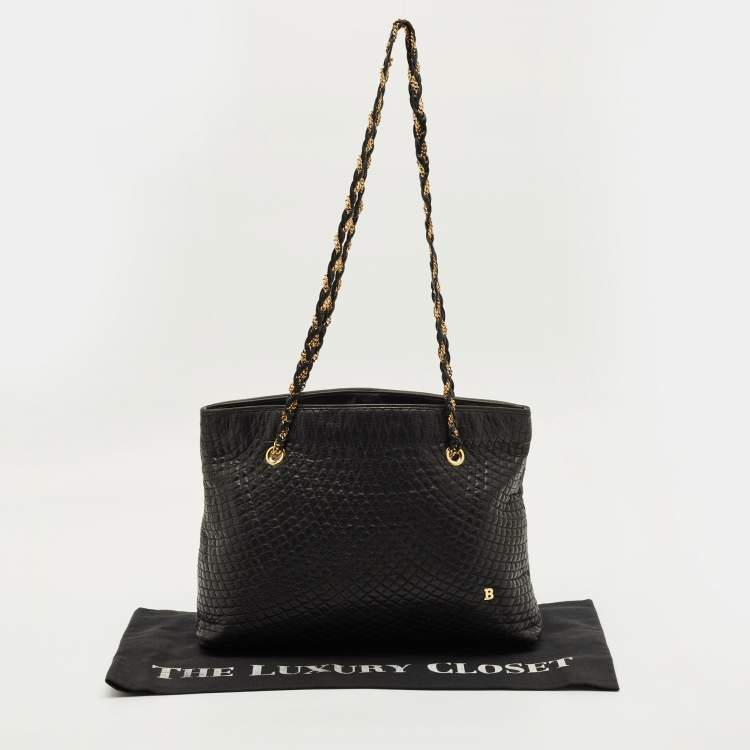 Pre Owned Bally Black Quilted Leather Chain Tote
