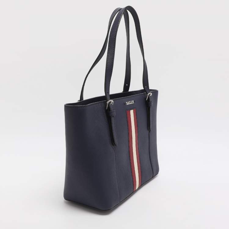 مملوكة مسبقًا Bally Supra Ribbon Small Blue Leather Tote