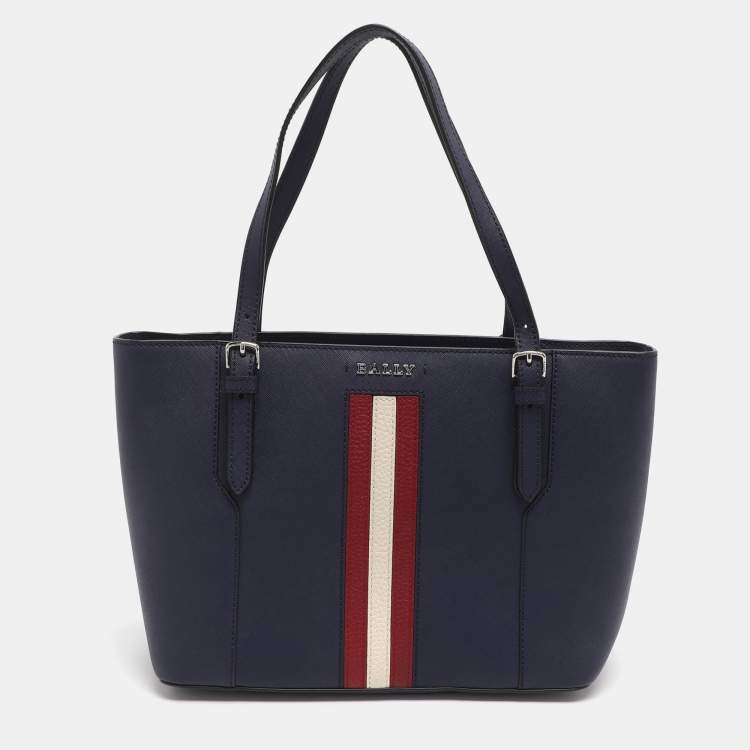 مملوكة مسبقًا Bally Supra Ribbon Small Blue Leather Tote