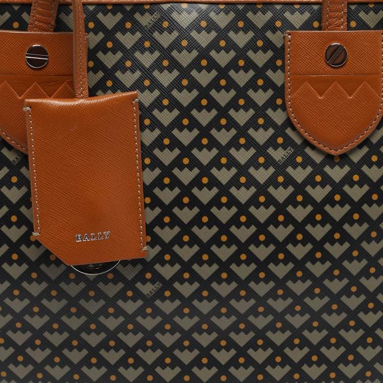 Pre Owned Bally Bernina Brown Printed Leather Tote