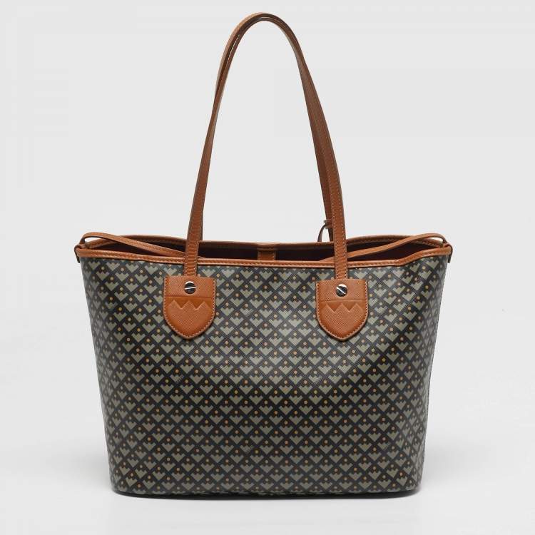 Pre Owned Bally Bernina Brown Printed Leather Tote