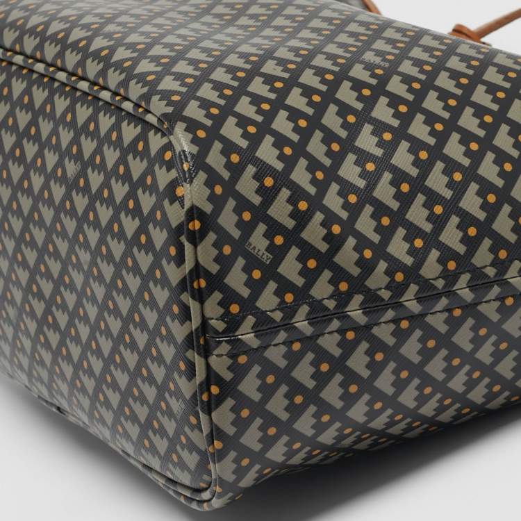 Pre Owned Bally Bernina Brown Printed Leather Tote