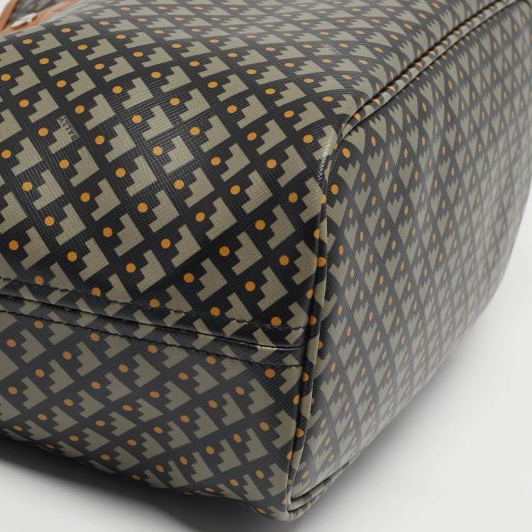 Pre Owned Bally Bernina Brown Printed Leather Tote