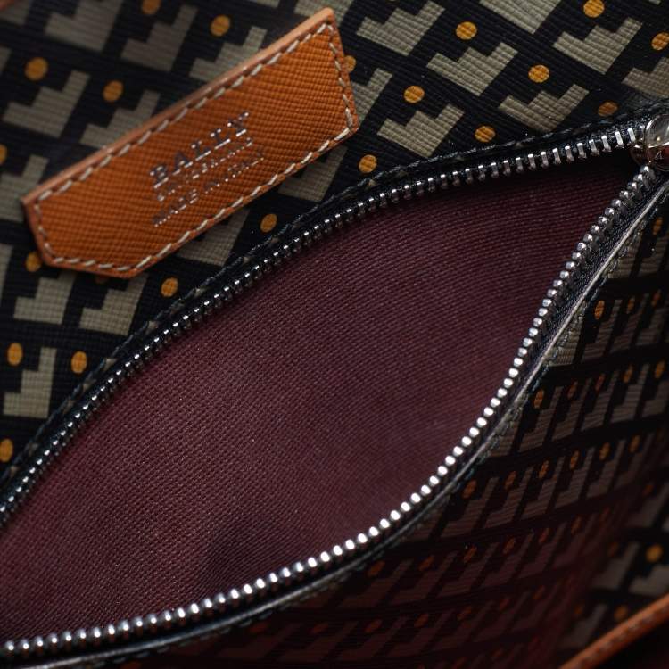 Pre Owned Bally Bernina Brown Printed Leather Tote