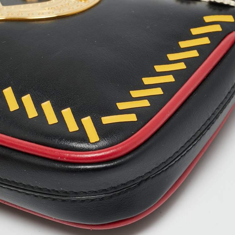 Pre Owned Bally Swiss Heart Black/Red Leather Pochette