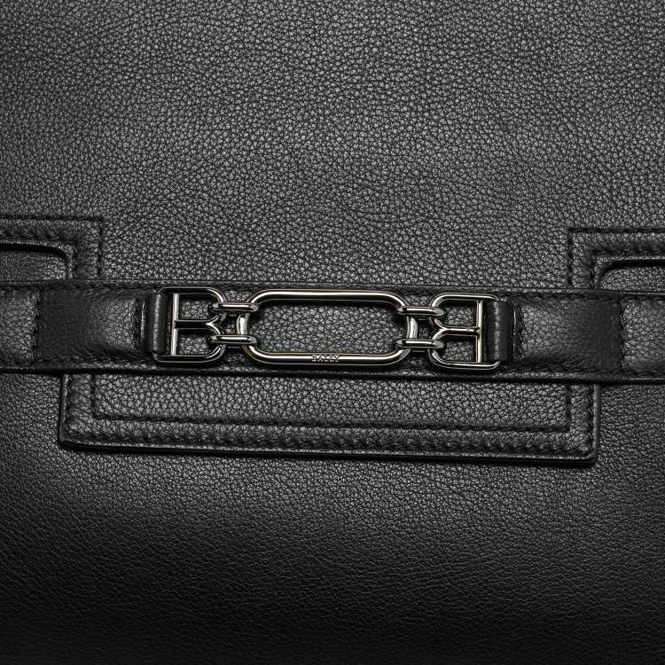 Pre Owned Bally Code Black Leather Flap Clutch