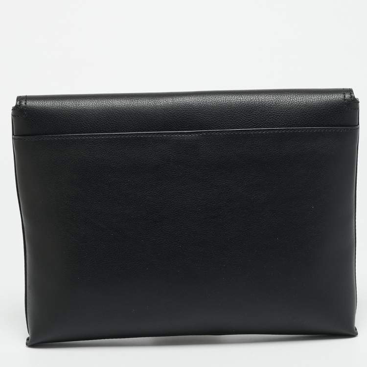 Pre Owned Bally Code Black Leather Flap Clutch