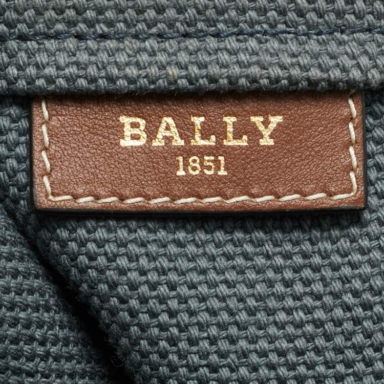 Pre Owned Bally Crystalia Blue/Brown Canvas and Leather Tote