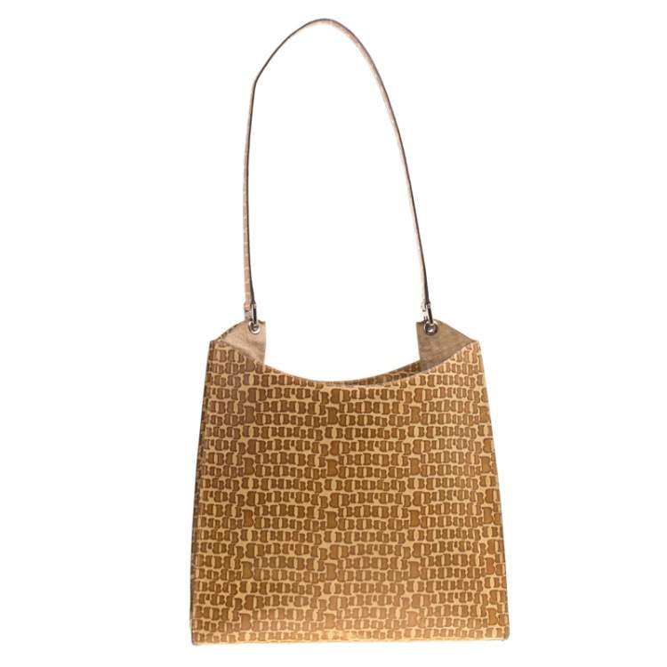 Pre Owned Bally Light Brown Signature Embossed Leather Hobo