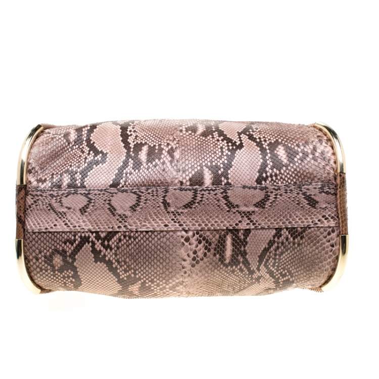 Pre Owned Bally Beige Python Top Handle Bag