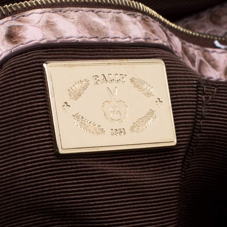 Pre Owned Bally Beige Python Top Handle Bag