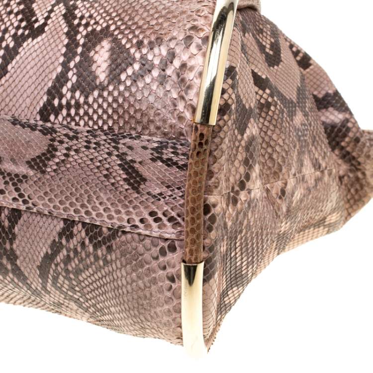 Pre Owned Bally Beige Python Top Handle Bag