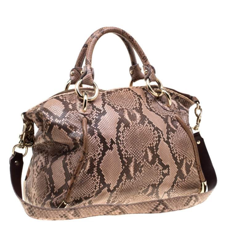 Pre Owned Bally Beige Python Top Handle Bag