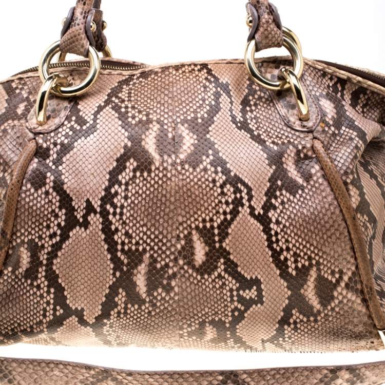 Pre Owned Bally Beige Python Top Handle Bag